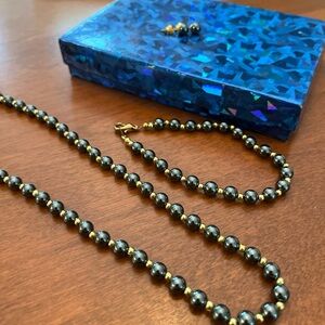 Hermatite Necklace, Bracelet and stud earings.  Perfect gift.